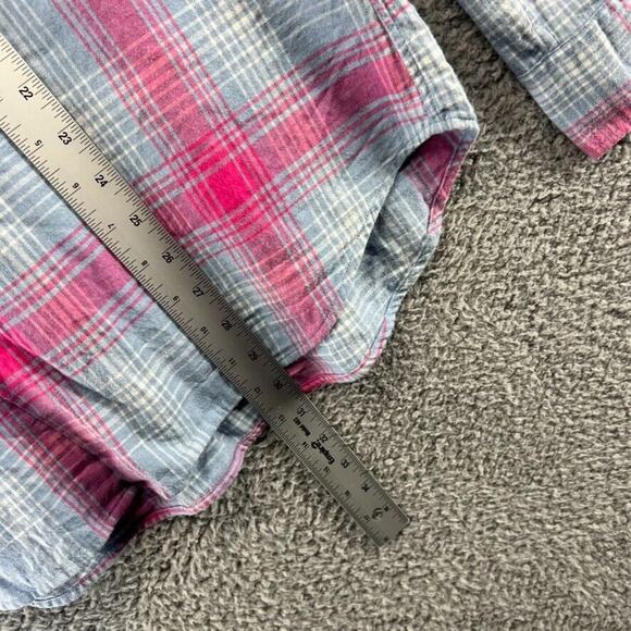 Bonobos Shirt Men's Large Pink Blue Plaid Check Slim Fit Flannel Collared Pocket - Picture 4 of 10